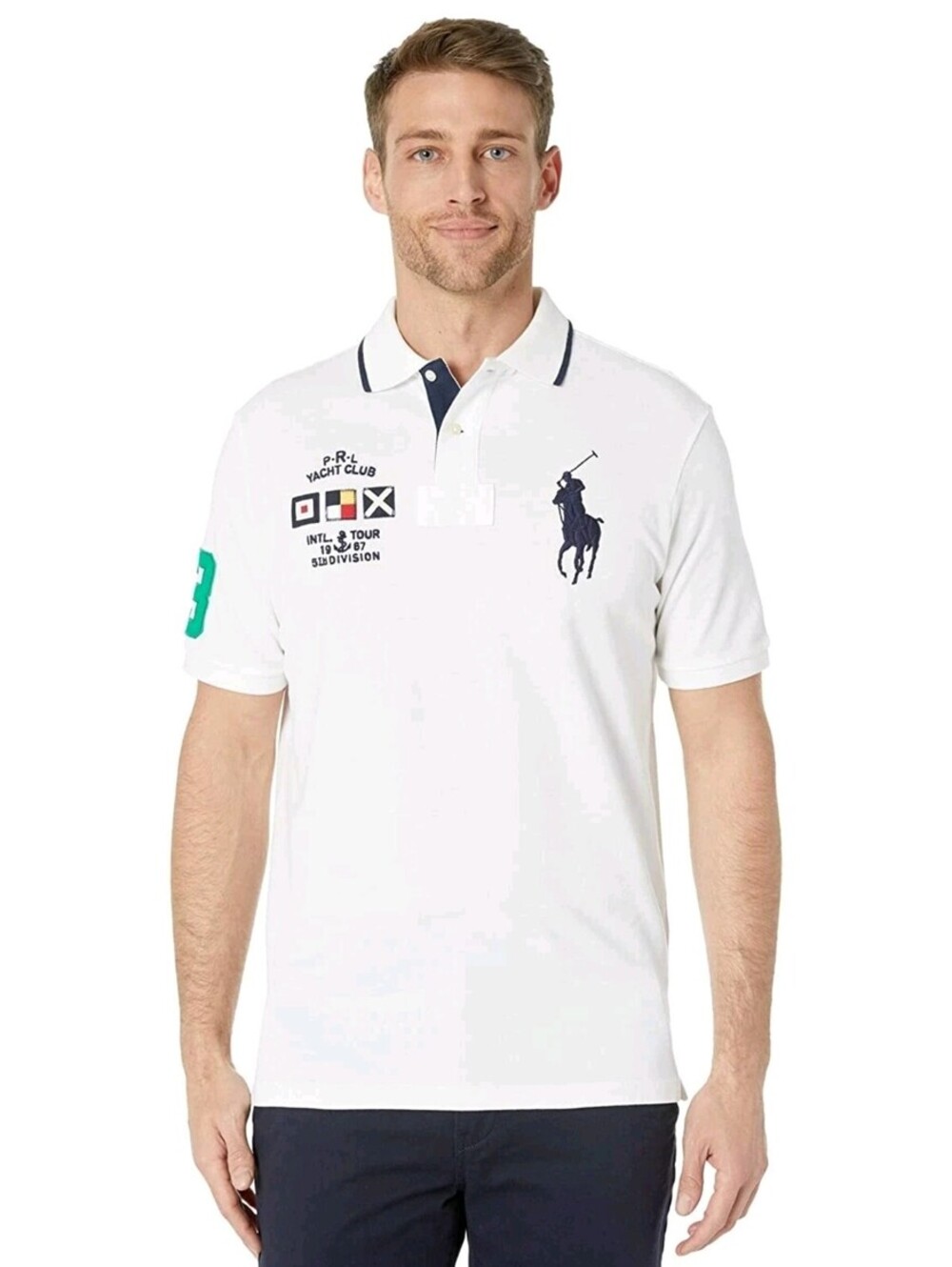 Polo Ralph Lauren Mens BIG PONY PRL YACHT CLUB Classic-Fit Mesh Shirt WHT 3XB
